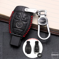 Leather key fob cover case fit for Mercedes-Benz M7...