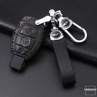 Cover Guscio / Copri-chiave Pelle compatibile con Mercedes-Benz M6 nero/nero