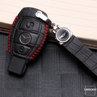 Cover Guscio / Copri-chiave Pelle compatibile con Mercedes-Benz M6 nero/rosso