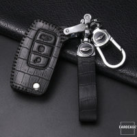 Coque de protection en cuir pour voiture Ford clé télécommande F1 noir/noir