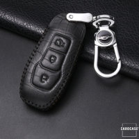KROKO Leder Schlüssel Cover passend für Ford Schlüssel schwarz/schwarz LEK44-F3