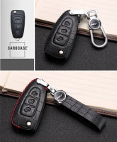 Coque de protection en cuir pour voiture Ford clé télécommande F4 noir/rouge
