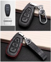 KROKO Leder Schlüssel Cover passend für Ford Schlüssel schwarz/rot LEK44-F5