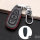Leather key fob cover case fit for Ford F5 remote key black/red