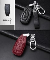 KROKO Leder Schlüssel Cover passend für Ford Schlüssel weinrot LEK44-F5