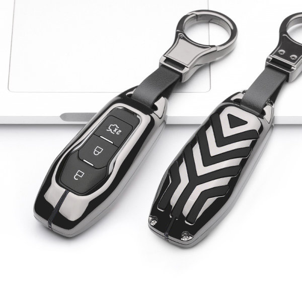 C-LINE Hartschalen Schlüssel Cover passend für Ford Schlüssel anthrazit/schwarz HEK6-F3-51