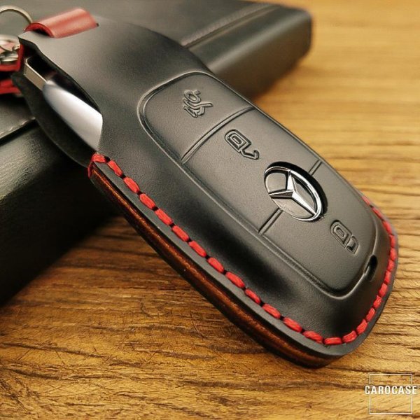 PREMIO Leder Schlüssel Cover passend für Mercedes-Benz Schlüssel schwarz LEK33-M9