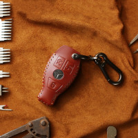 PREMIO Leder Schlüssel Cover passend für Mercedes-Benz Schlüssel rot LEK33-M8
