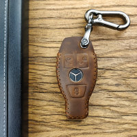 Coque de protection en cuir pour voiture Mercedes-Benz clé télécommande M8 brun