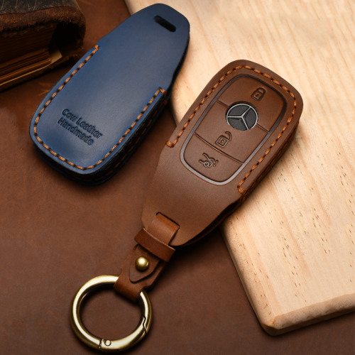 Premium Leder Schlüsselhülle / Schutzhülle passend für Mercedes-Benz (M9) Schlüssel inkl. Zubehör