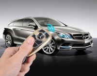 Schutzhülle Cover passend für Mercedes-Benz Autoschlüssel gold mit Leuchtfunktion ohne Batterien HEK18-M9-16