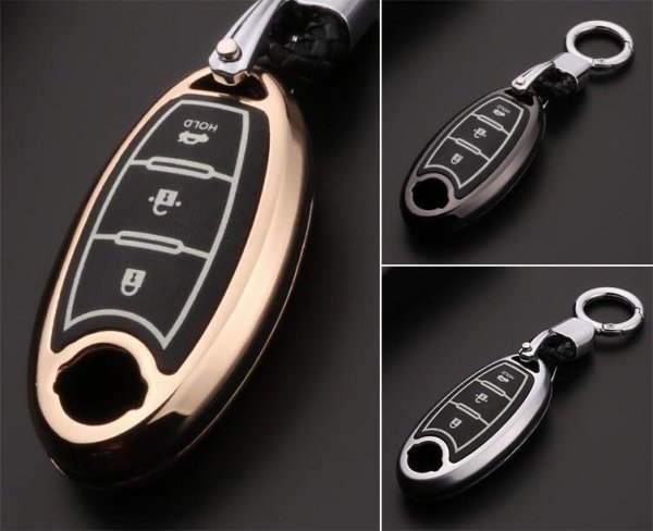 Aluminum, High quality plastic key fob cover case fit for Nissan N6 remote key gold