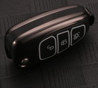 Schutzhülle Cover passend für Ford Autoschlüssel anthrazit mit Leuchtfunktion ohne Batterien HEK18-F4-37