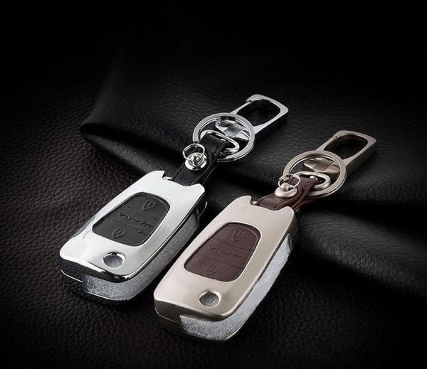 Aluminum key fob cover case fit for Hyundai D5 remote key champagne/brown