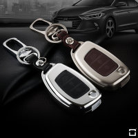 Cover Guscio / Copri-chiave Alluminio compatibile con Hyundai D7 cromo/nero