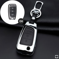 Aluminum key fob cover case fit for Hyundai D8 remote key chrome/black