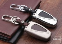 Aluminum key fob cover case fit for Hyundai D4 remote key champagne/brown