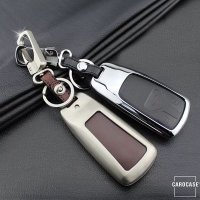 Alu Hartschalen Schlüssel Case passend für Audi Autoschlüssel chrom/schwarz HEK2-AX6-29