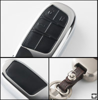 Coque de protection en Aluminium pour voiture Jeep, Fiat clé télécommande J5 chrome/noir