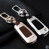 Alu Hartschalen Schlüssel Case passend für Opel Autoschlüssel chrom/schwarz HEK2-OP5-29