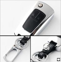 Coque de protection en Aluminium pour voiture Opel clé télécommande OP5 chrome/noir