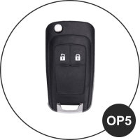 Alu Hartschalen Schlüssel Case passend für Opel Autoschlüssel chrom/schwarz HEK2-OP5-29