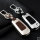 Aluminum key fob cover case fit for Opel OP6 remote key champagne/brown