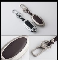 Alu Hartschalen Schlüssel Case passend für Nissan Autoschlüssel chrom/schwarz HEK2-N5-29