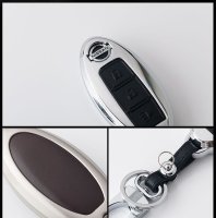 Aluminum key fob cover case fit for Nissan N5 remote key chrome/black