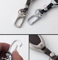 Alu Hartschalen Schlüssel Case passend für Nissan Autoschlüssel chrom/schwarz HEK2-N5-29
