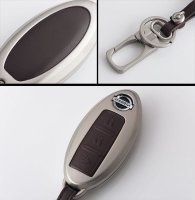 Aluminum key fob cover case fit for Nissan N8 remote key chrome/black