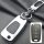 Alu Hartschalen Schlüssel Case passend für Hyundai, Kia Autoschlüssel chrom/schwarz HEK2-D5-29
