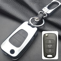Aluminum key fob cover case fit for Hyundai, Kia D5 remote key champagne/brown