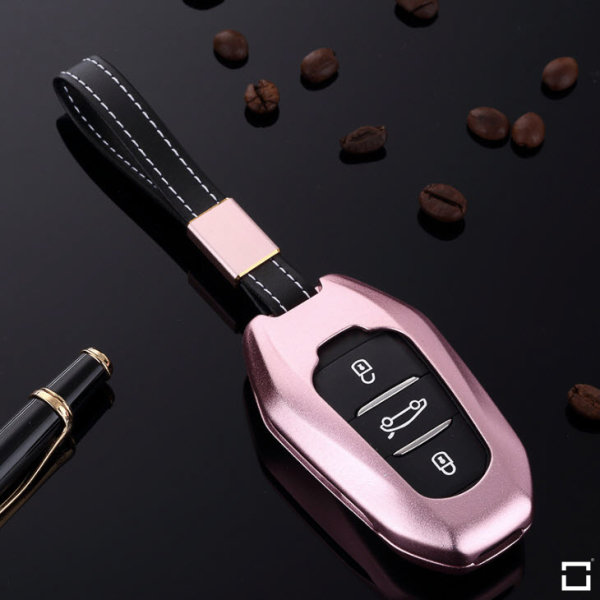Cover Guscio / Copri-chiave Alluminio compatibile con Opel, Citroen, Peugeot P2 rosa