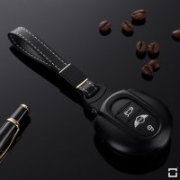 Alu Schlüssel Cover für MINI Schlüssel inkl. Lederband  HEK34-MC3 schwarz