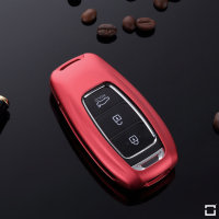 Alu Schlüssel Cover für Hyundai Schlüssel inkl. Lederband rot HEK34-D9-3