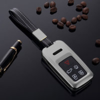 Aluminum key fob cover case fit for Volvo VL1 remote key grey