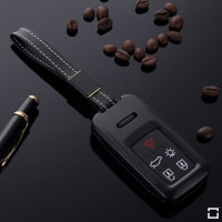 Alu Schlüssel Cover für Volvo Schlüssel inkl. Lederband schwarz HEK34-VL1-1