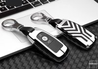 C-LINE Hartschalen Schlüssel Cover passend für Ford Schlüssel chrom/rot HEK6-F8-47