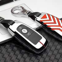 Aluminum key fob cover case fit for Ford F8, F9 remote key chrome/blue