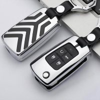 C-LINE Hartschalen Schlüssel Cover passend für Opel Schlüssel chrom/schwarz HEK6-OP5-29