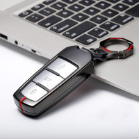Aluminum key fob cover case fit for Volkswagen V6 remote key anthracite/red