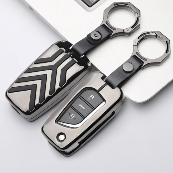 Aluminum key fob cover case fit for Toyota, Citroen, Peugeot T1, T2 remote key anthracite/black