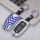 C-LINE Hartschalen Schlüssel Cover passend für Toyota Schlüssel chrom/blau HEK6-T3-49
