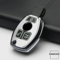 Hartschalen Schlüssel Cover passend für Mercedes-Benz Autoschlüssel mit Leuchtfunktion weiß HEK19-M7-19
