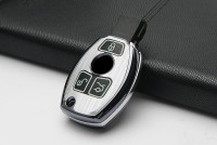 Hartschalen Schlüssel Cover passend für Mercedes-Benz Autoschlüssel mit Leuchtfunktion weiß HEK19-M7-19