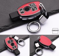 Hartschalen Schlüssel Cover passend für Mercedes-Benz Autoschlüssel mit Leuchtfunktion rot HEK19-M7-3