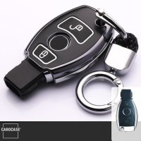 Hartschalen Schlüssel Cover passend für Mercedes-Benz Autoschlüssel mit Leuchtfunktion weiß HEK19-M6-19