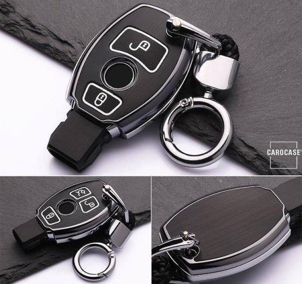 Hartschalen Schlüssel Cover passend für Mercedes-Benz Autoschlüssel mit Leuchtfunktion rot HEK19-M6-3