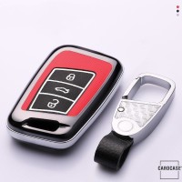 Hartschalen Schlüssel Cover passend für Volkswagen, Skoda, Seat Autoschlüssel mit Leuchtfunktion weiß HEK19-V4-19